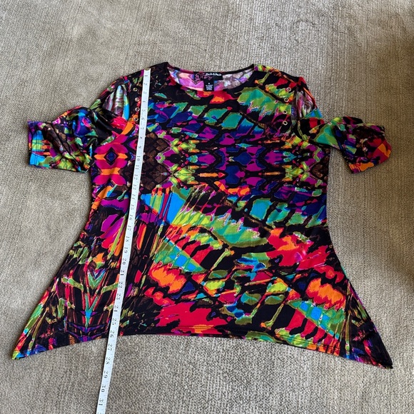 Peck & Peck Multicolor Abstract Tunic Asymmetrical Top ~ Sz XL - Picture 7 of 12